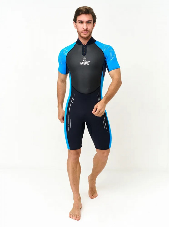 Гидрокостюм "NERO 2.0" Shorty men 3 mm черный/св.синий 